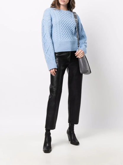 Aran-Knit Cropped Jumper