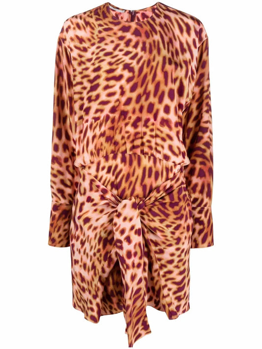 Cheetah Print Knotted Mini Dress