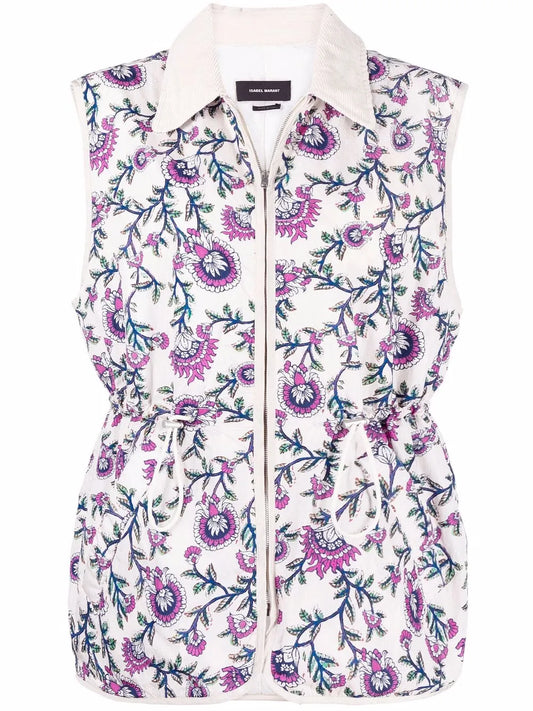 Floral-Print Gilet