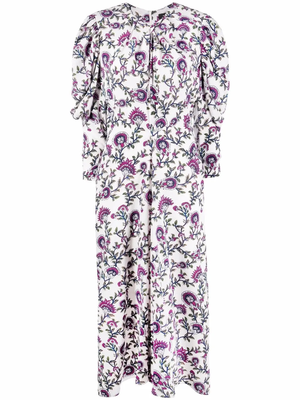 Floral-Print Silk Midi Dress