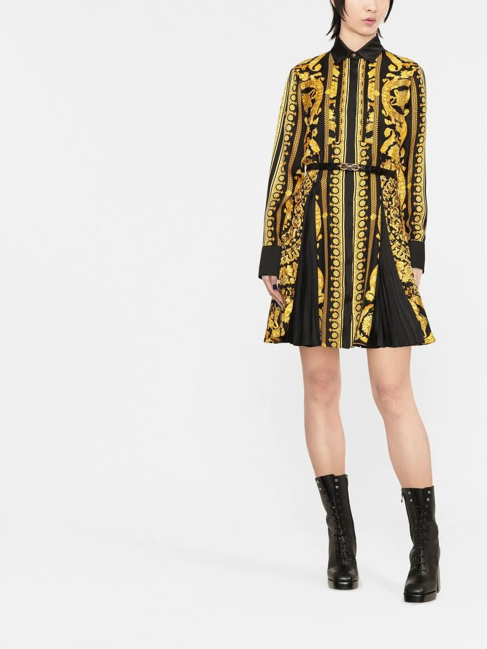 Barocco Silk Midi Shirt Dress