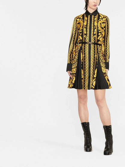 Barocco Silk Midi Shirt Dress