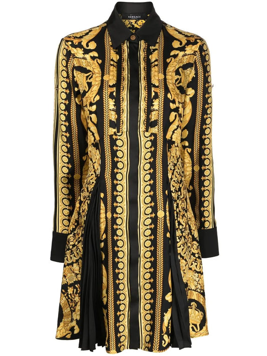 Barocco Silk Midi Shirt Dress