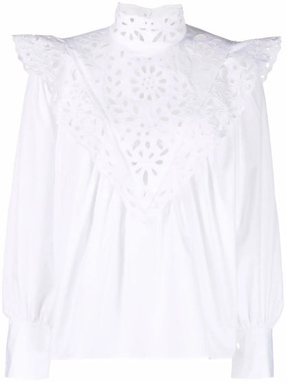 High-Neck Broderie Anglaise Blouse