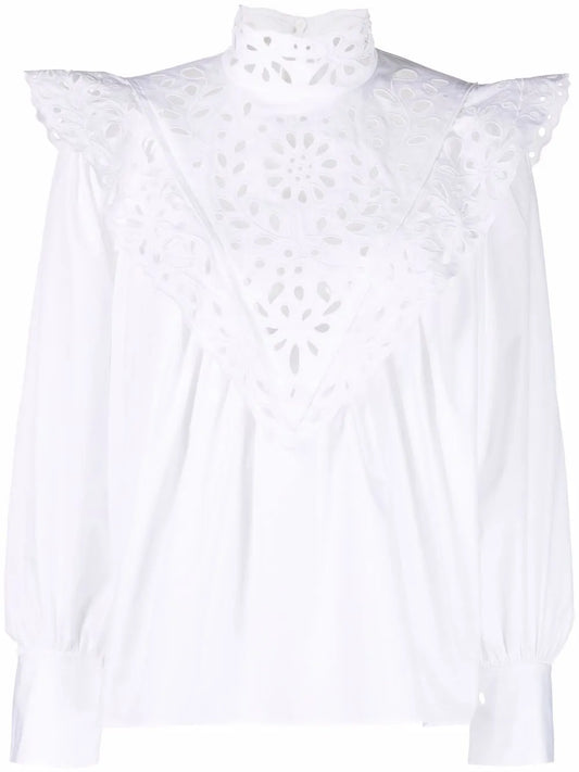 High-Neck Broderie Anglaise Blouse