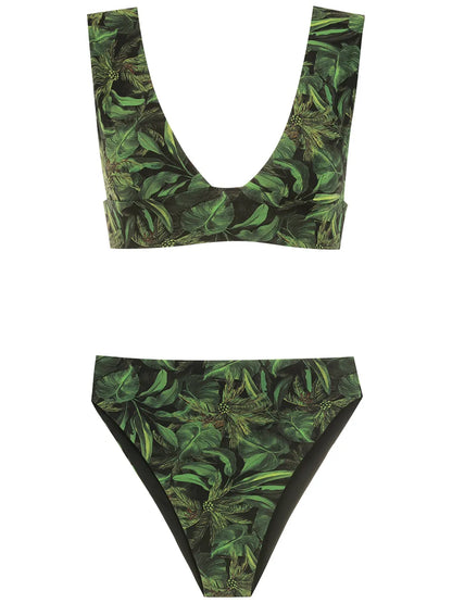 Coqueiral Foliage-Print Bikini Set