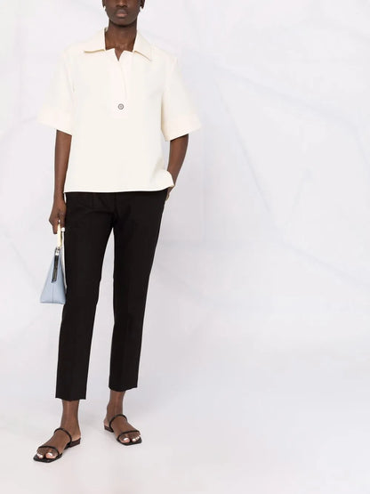 Straight-Leg Cropped Trousers