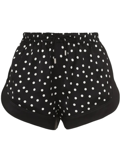High-Waist Polka-Dot Silk Shorts