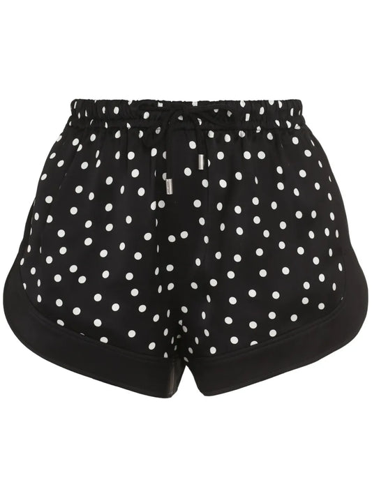 High-Waist Polka-Dot Silk Shorts