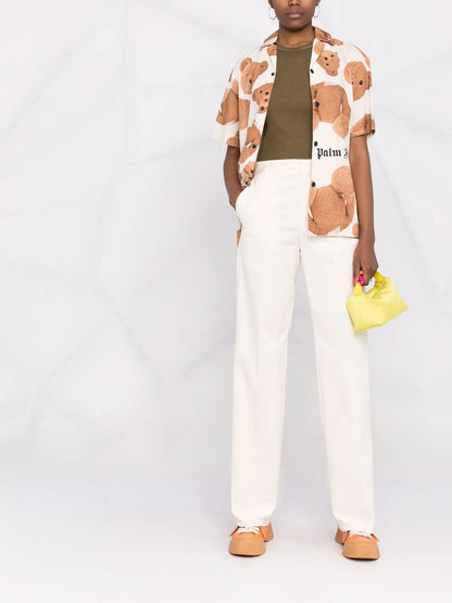 Straight-Leg Mid-Rise Trousers