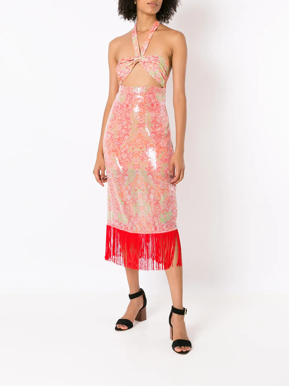Paisley-Print Halterneck Midi Dress
