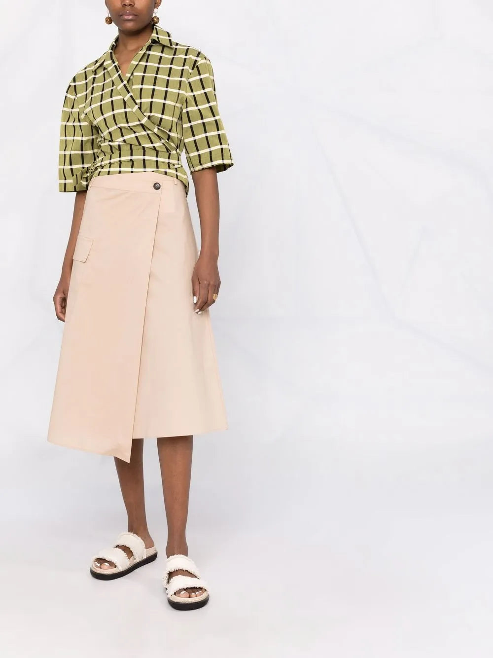 Poplin A-Line Midi Skirt