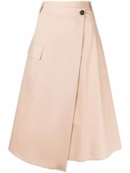 Poplin A-Line Midi Skirt