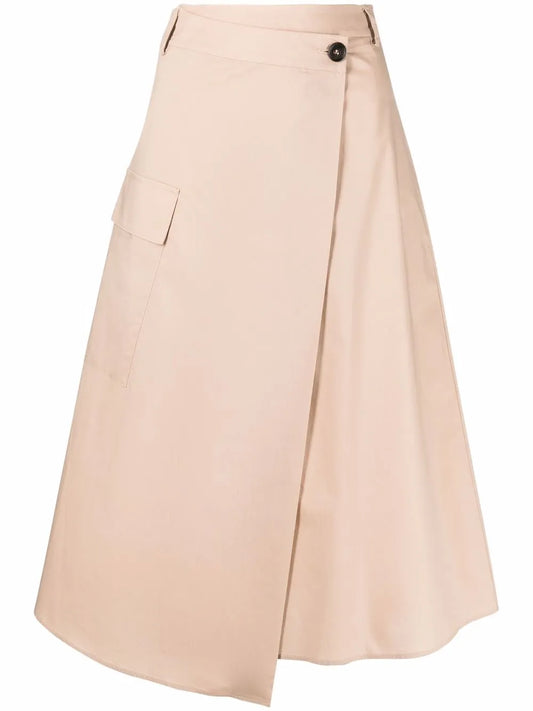 Poplin A-Line Midi Skirt