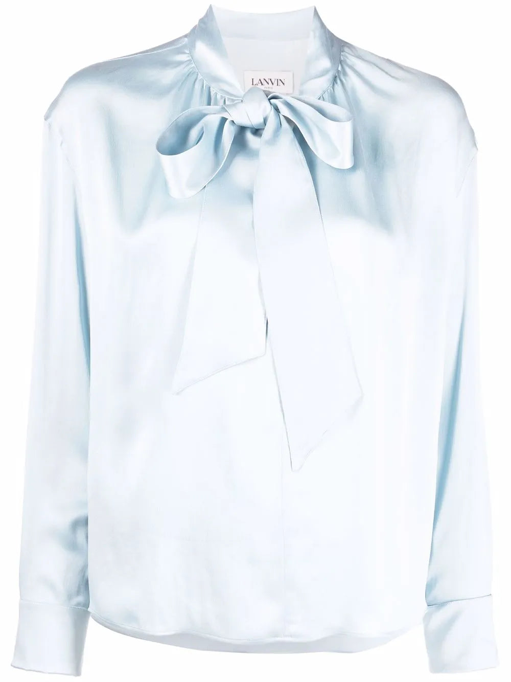 Ribbon-Fastened Silk Blouse