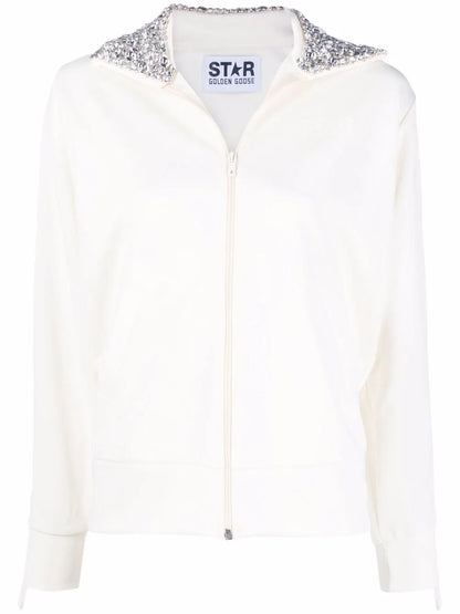 Crystal-Embellished Zipped Sweatshirt