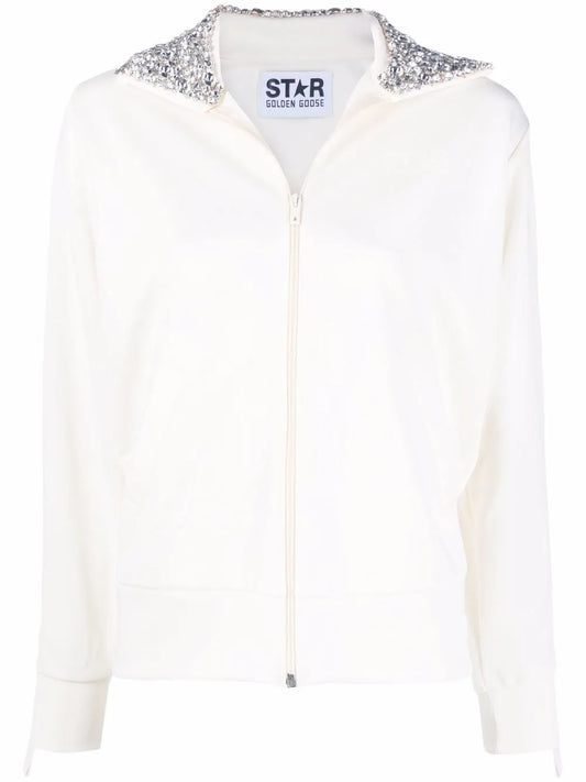 Crystal-Embellished Zipped Sweatshirt