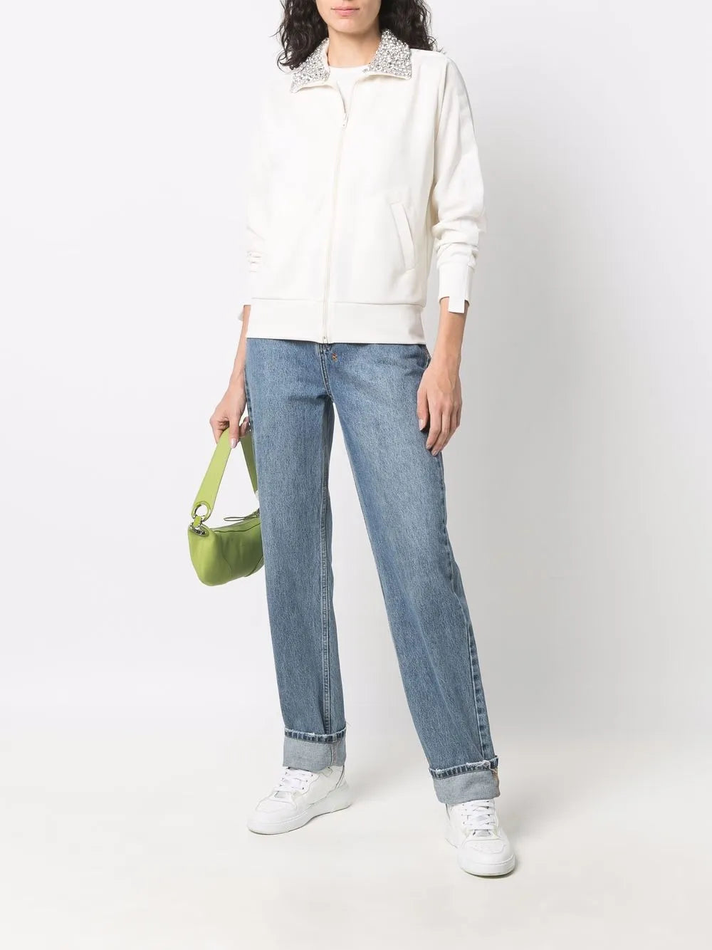 Crystal-Embellished Zipped Sweatshirt