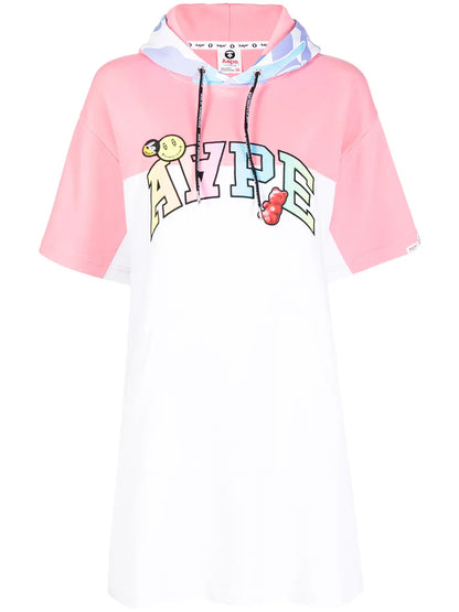 Logo-Print Hooded T-Shirt Dress