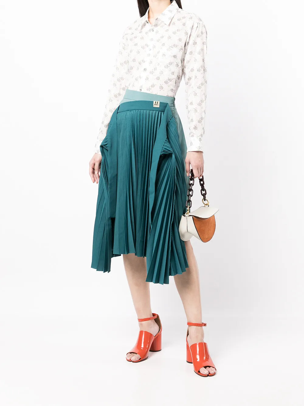 Pleated Asymmetric Skirt