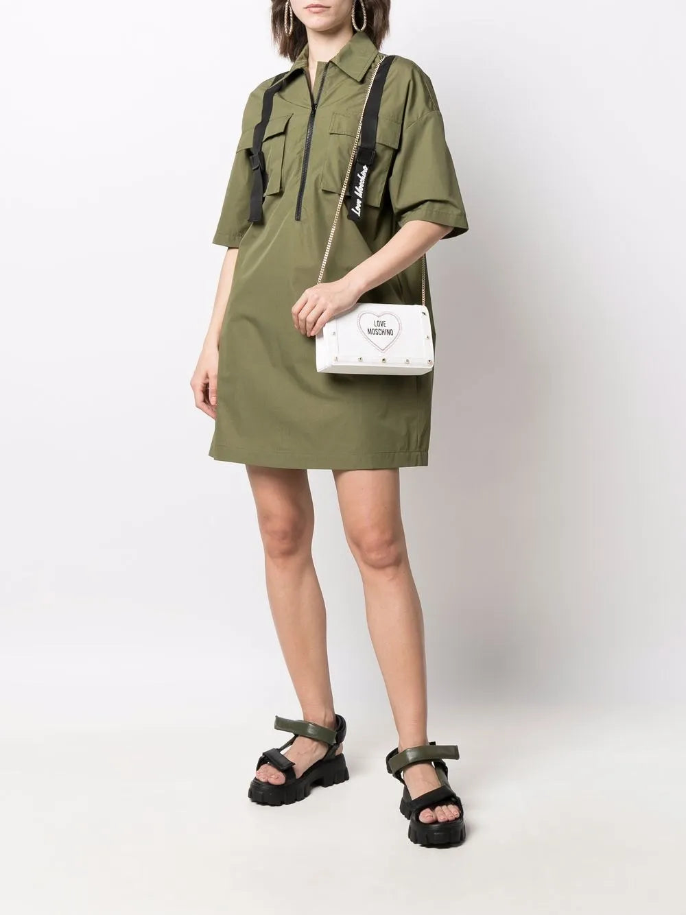 Zip-Up Cotton-Blend Dress