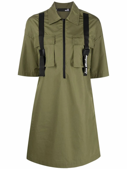 Zip-Up Cotton-Blend Dress