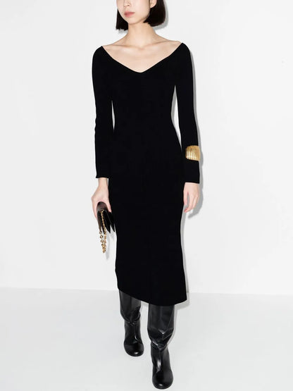 The Pia Ribbed-Knit Midi Dress
