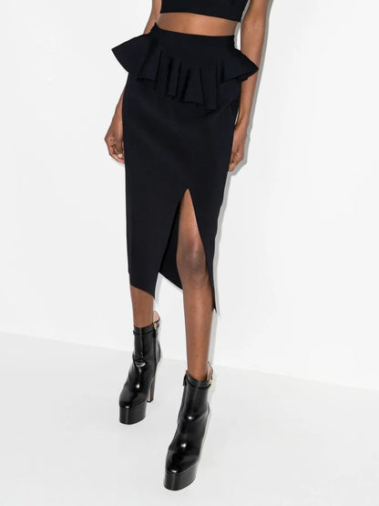 Ruffle-Detail High-Waisted Skirt