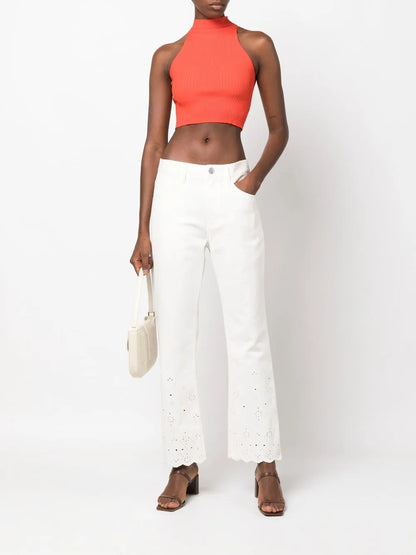 Noemie Eyelet-Embroidered Straight Jeans