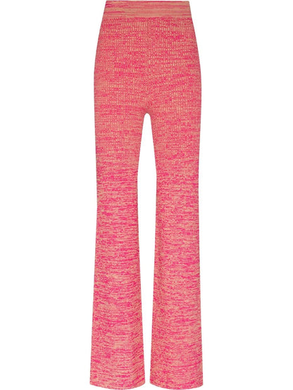 Rib-Knit Wide-Leg Trousers