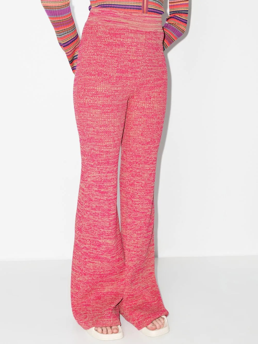 Rib-Knit Wide-Leg Trousers
