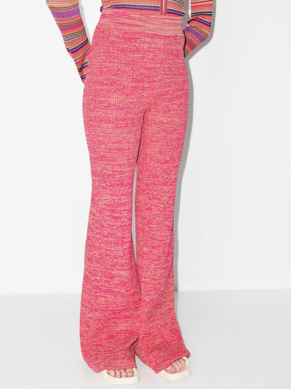 Rib-Knit Wide-Leg Trousers