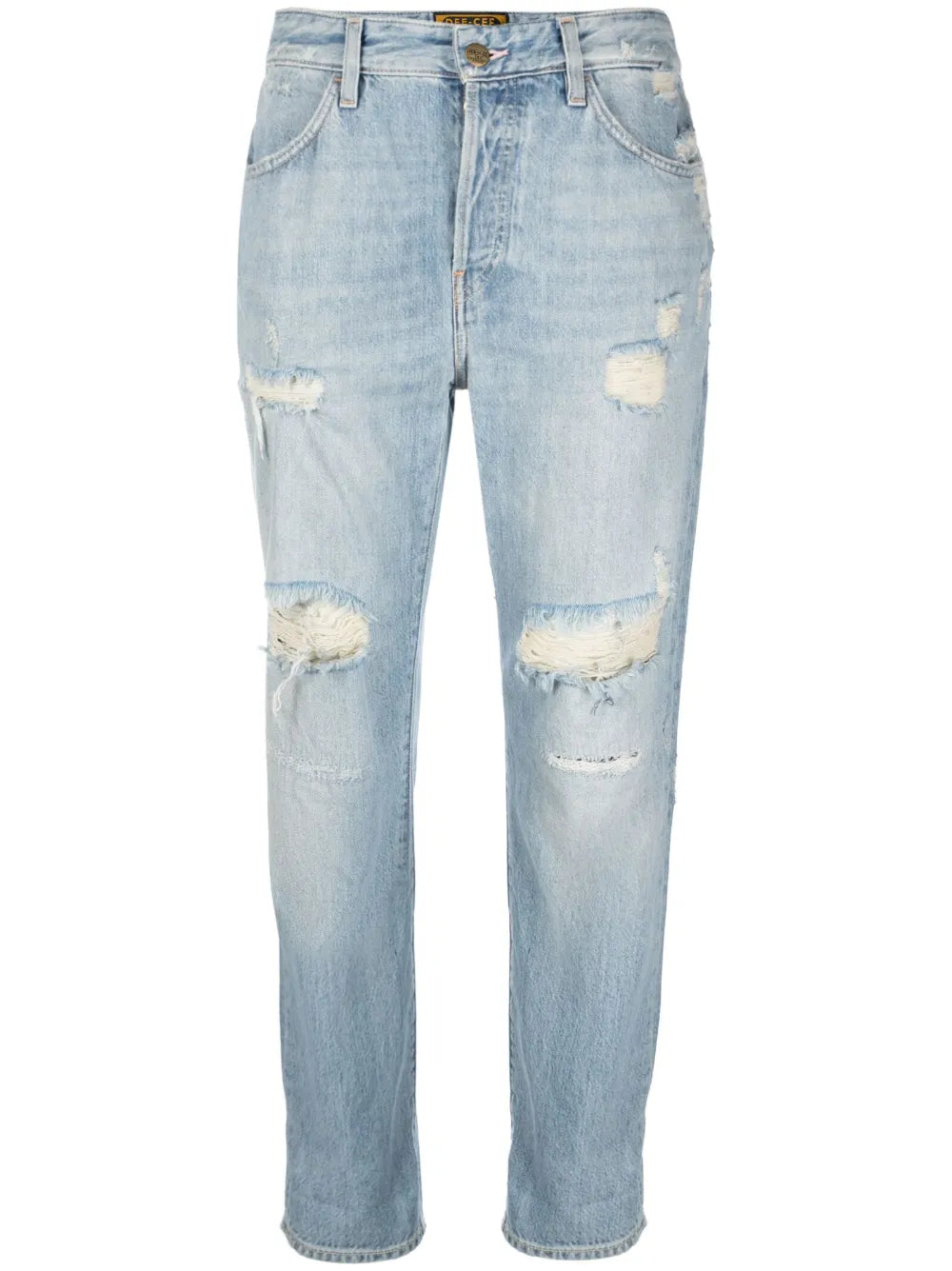 Distressed Straight-Leg Jeans