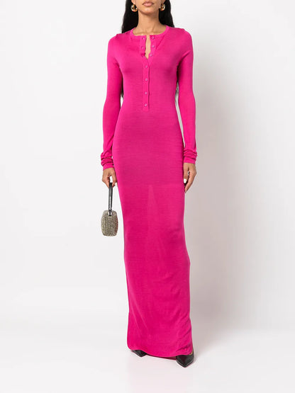 Ciaran Buttoned Silk Maxi Dress