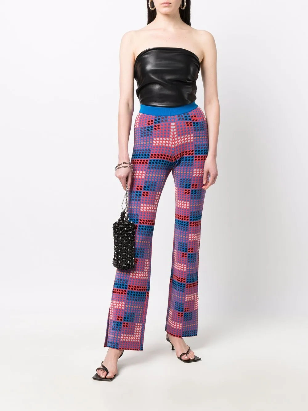 Geometric-Print Knitted Trousers