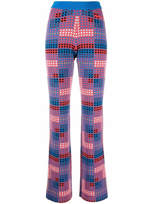 Geometric-Print Knitted Trousers