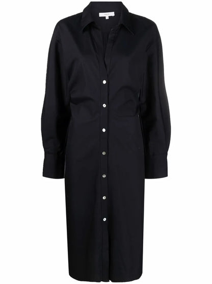 Pointed-Collar Cotton Shirt Dress