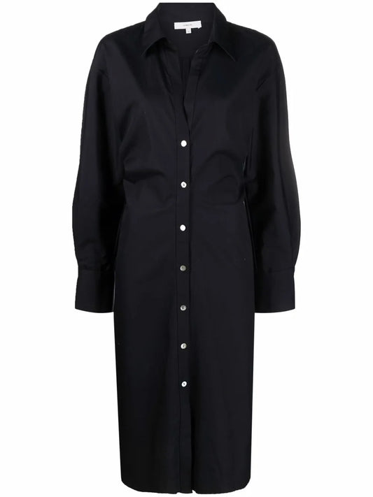 Pointed-Collar Cotton Shirt Dress