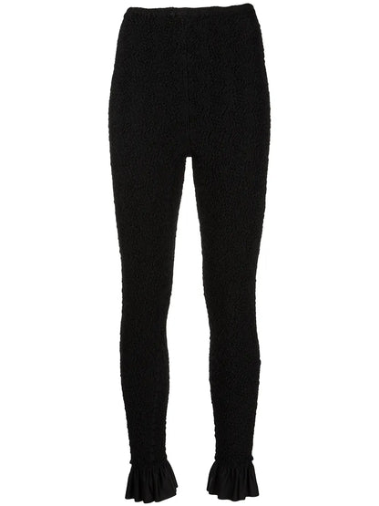 Ruched Ruffle-Trim Leggings