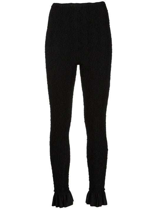 Ruched Ruffle-Trim Leggings