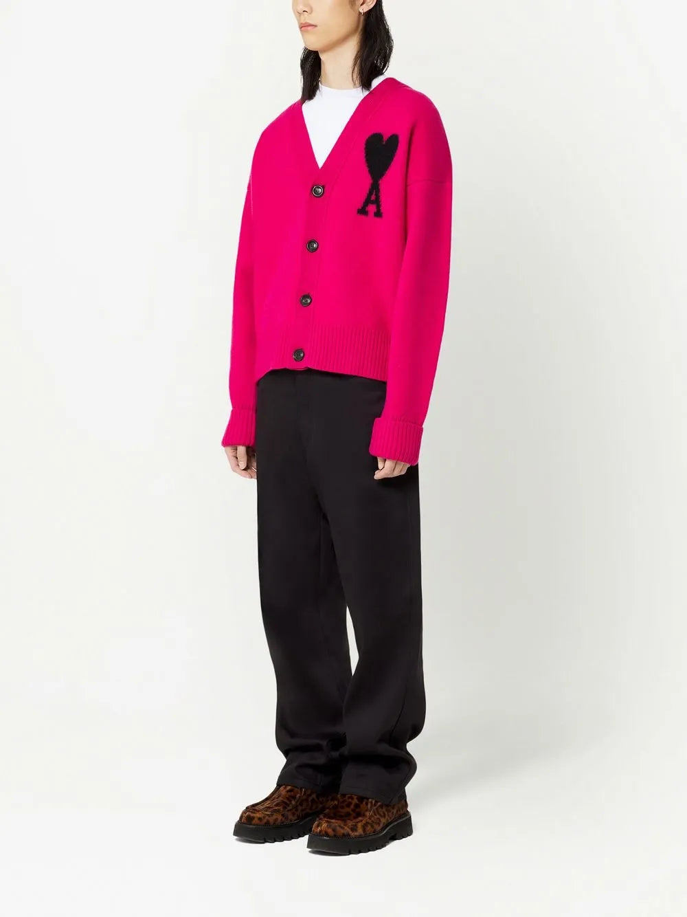 Logo-Intarsia Wool Cardigan