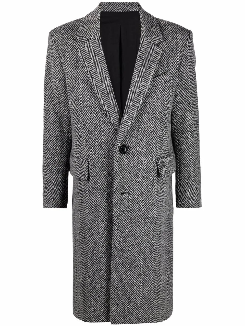 Chevron-Pattern Single-Breasted Coat