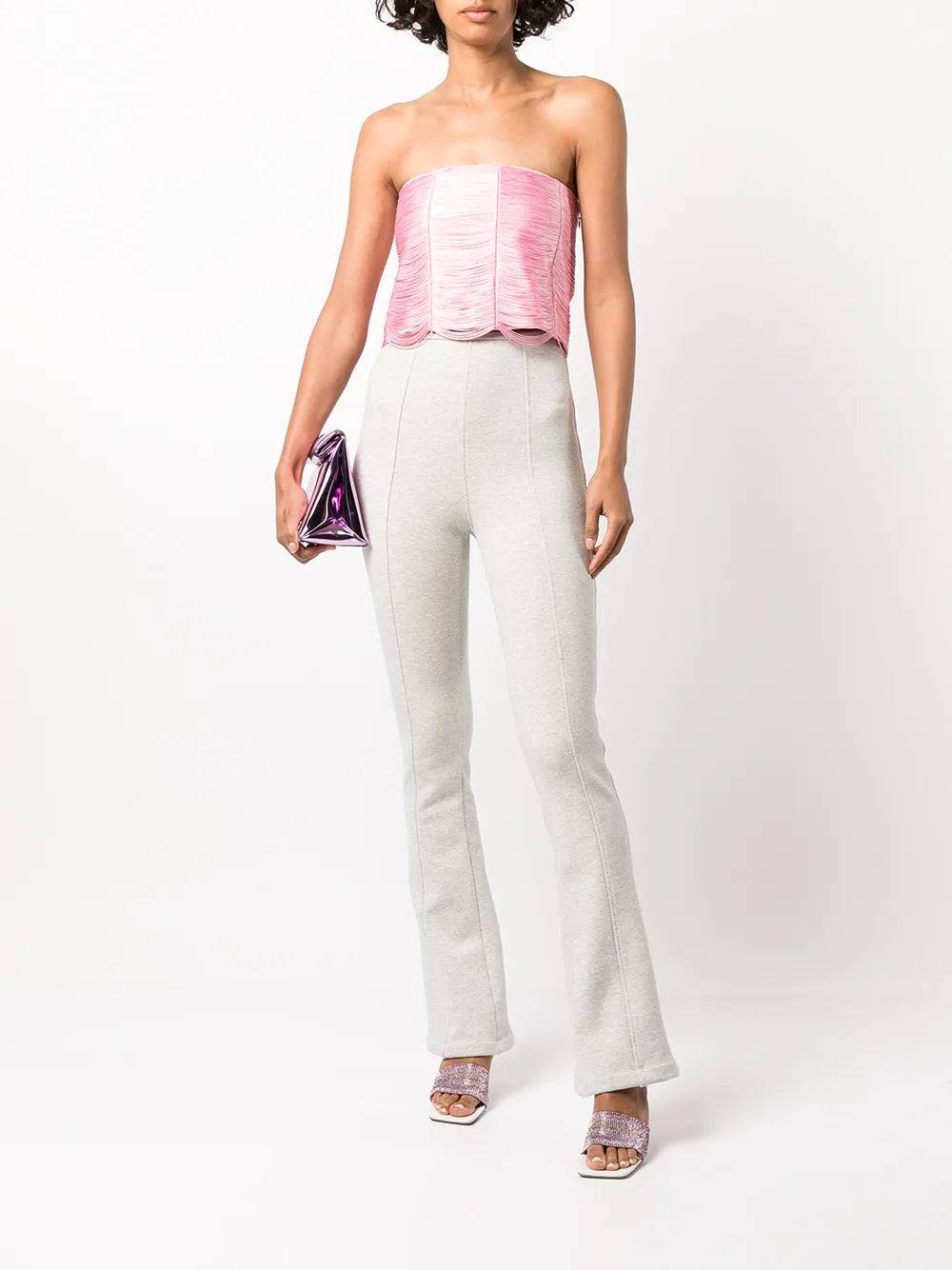High-Waisted Flared Leg Trousers