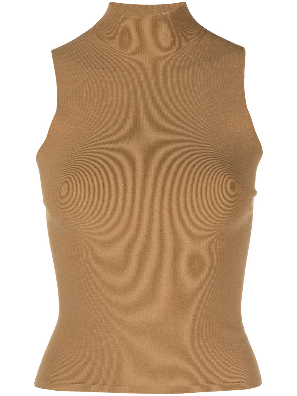 Fine-Ribbed Mock-Neck Top