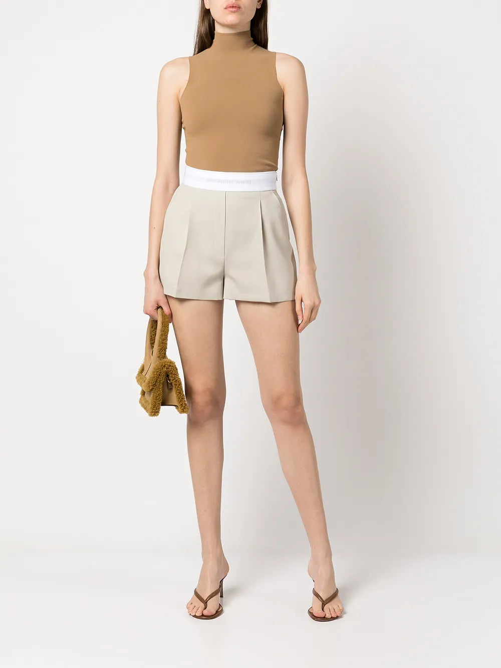 Fine-Ribbed Mock-Neck Top