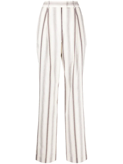 Stripe-Print Straight-Leg Tailored Trousers