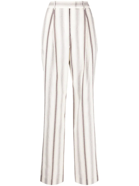 Stripe-Print Straight-Leg Tailored Trousers