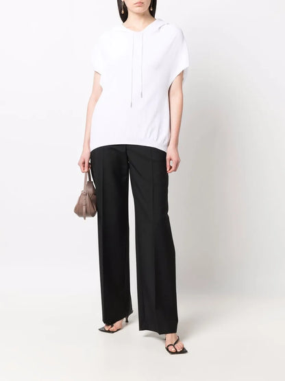 Fine-Knit Short-Sleeved Hoodie