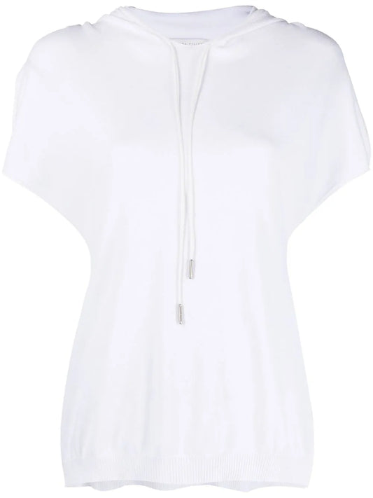 Fine-Knit Short-Sleeved Hoodie
