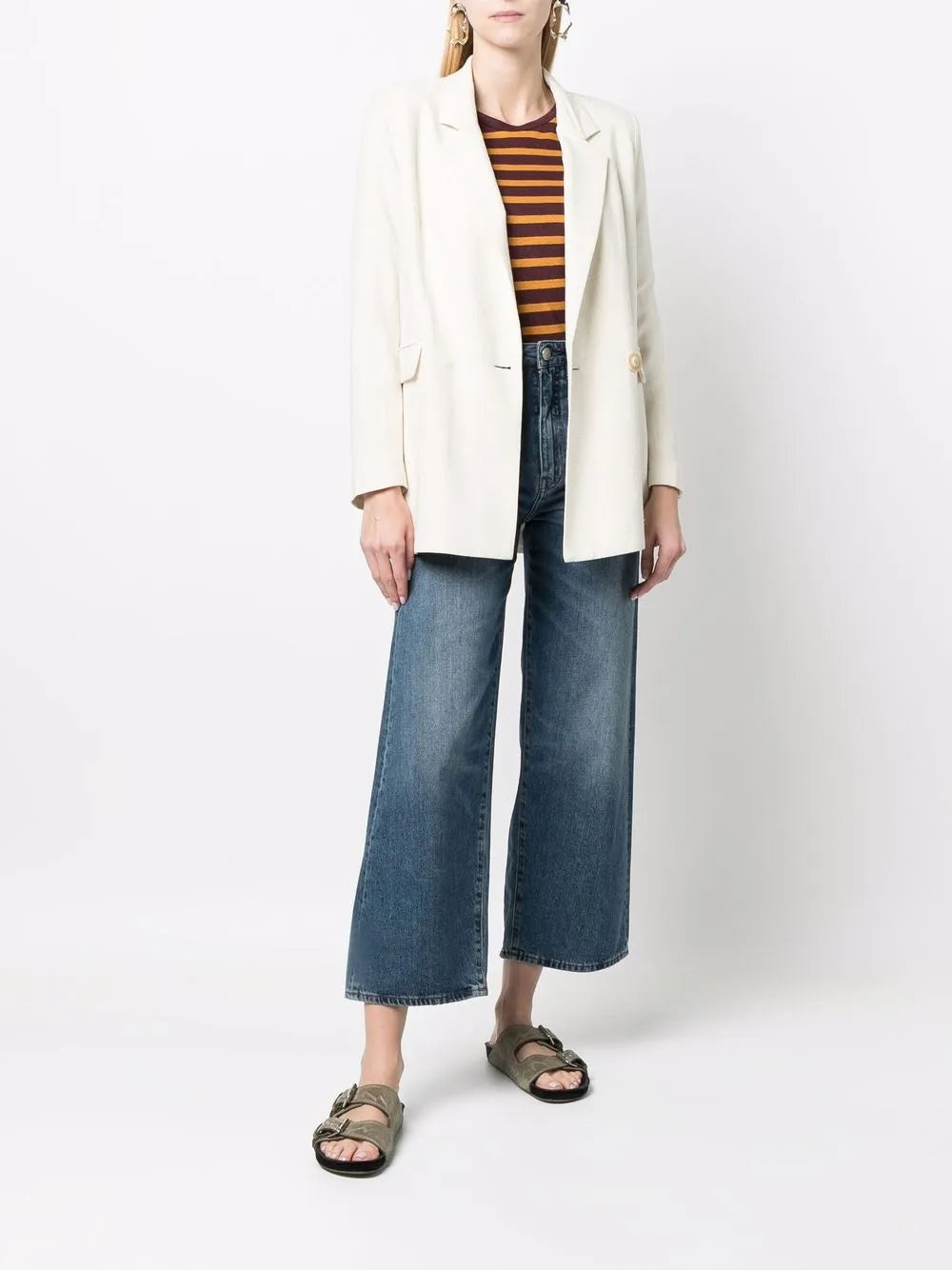 Stripe-Print Linen T-Shirt